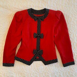 RARE Union Made Red Polka Dot Bow Jacket Blazer